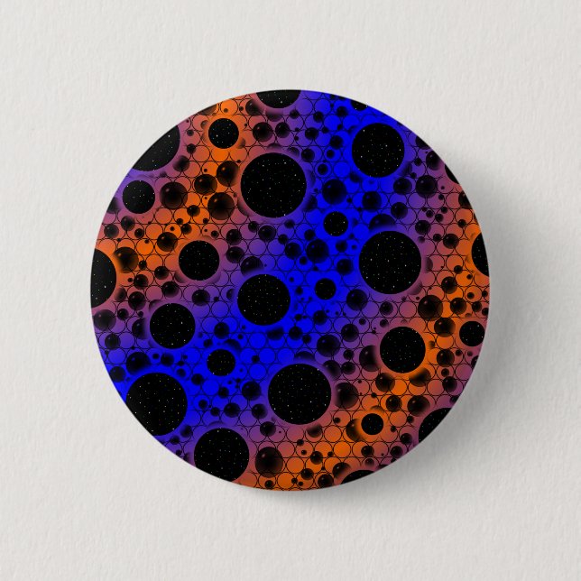 Space Bubble Spots - Blue/Orange 2 Inch Round Button (Front)
