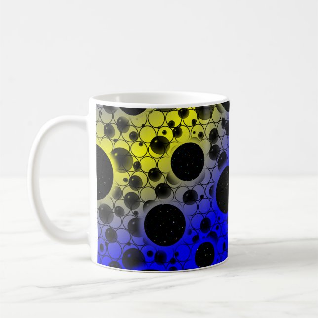 Space Bubble Spots - Blue/Yellow Coffee Mug (Left)
