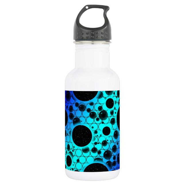 Space Bubble Spots - Cyan/Blue 532 Ml Water Bottle (Front)