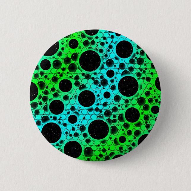 Space Bubble Spots - Cyan/Green 2 Inch Round Button (Front)