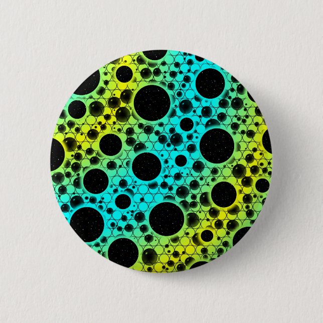 Space Bubble Spots - Cyan/Yellow 2 Inch Round Button (Front)