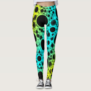 Space Bubble Spots - Cyan/Yellow Leggings