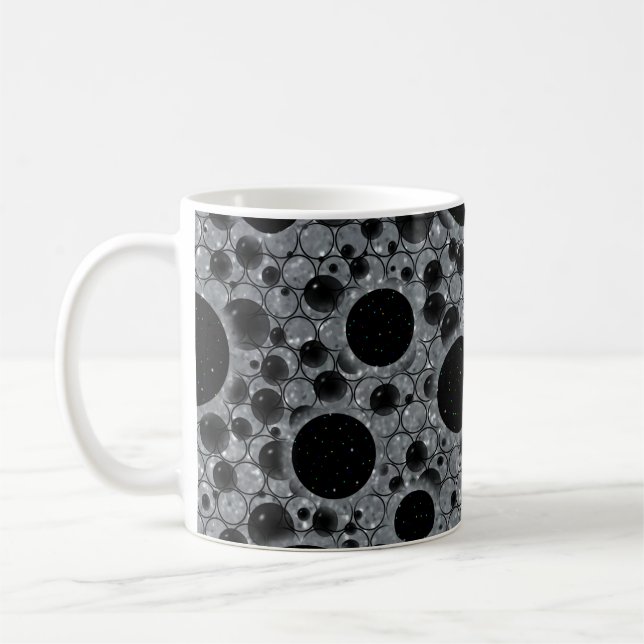 Space Bubble Spots - Glitter Silver Coffee Mug (Left)