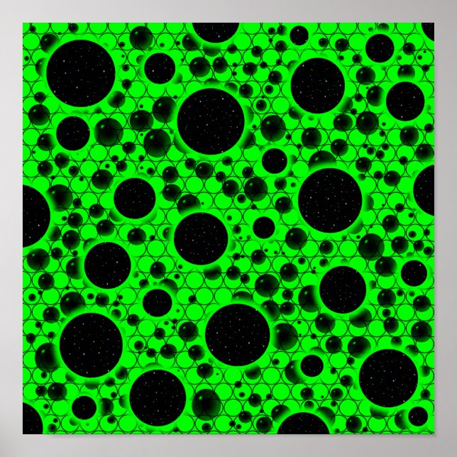 Space Bubble Spots - Green Poster (Front)