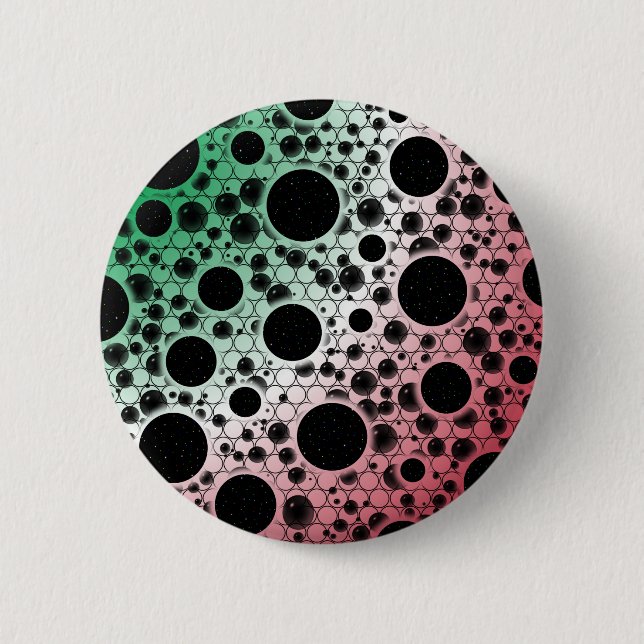 Space Bubble Spots - Green/White/Red 2 Inch Round Button (Front)