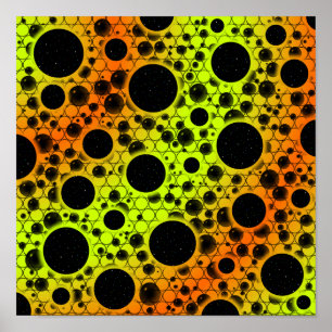Space Bubble Spots - Lime/Orange Poster