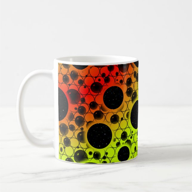 Space Bubble Spots - Lime/Red Coffee Mug (Left)