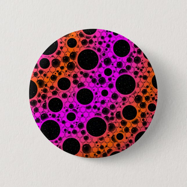 Space Bubble Spots - Pink/Orange 2 Inch Round Button (Front)