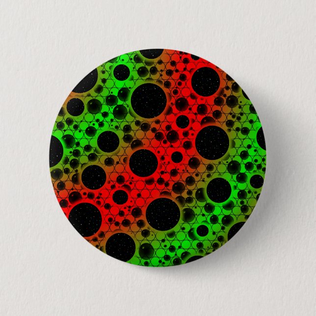 Space Bubble Spots - Red/Green 2 Inch Round Button (Front)