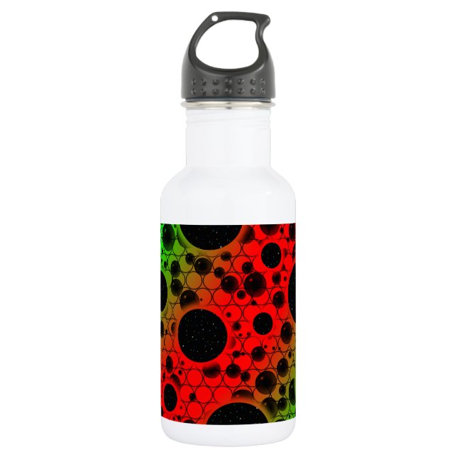 Space Bubble Spots - Red/Green 532 Ml Water Bottle (Front)