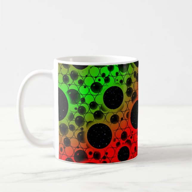 Space Bubble Spots - Red/Green Coffee Mug (Left)