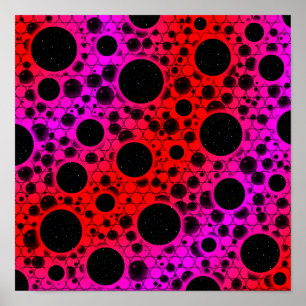 Space Bubble Spots - Red/Pink Poster