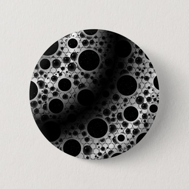 Space Bubble Spots - White/Black 2 Inch Round Button (Front)