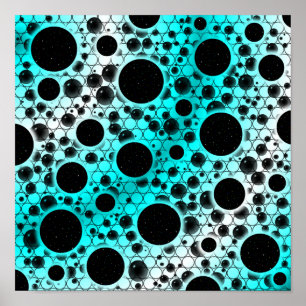 Space Bubble Spots - White/Cyan Poster