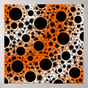 Space Bubble Spots - White/Orange Poster