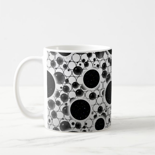 Space Bubble Spots - White/Silver Coffee Mug (Left)