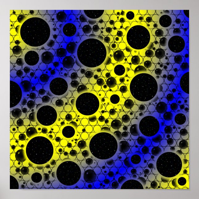 Space Bubble Spots - Yellow/Blue Poster (Front)
