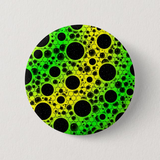 Space Bubble Spots - Yellow/Green 2 Inch Round Button (Front)