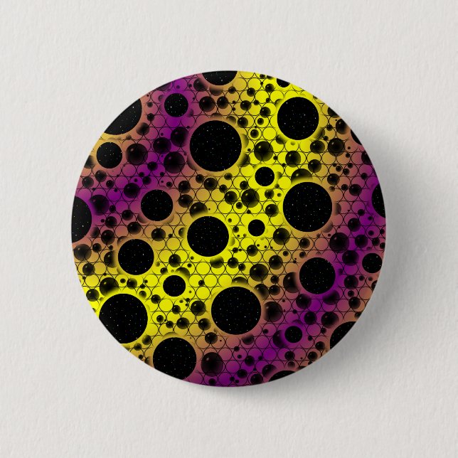 Space Bubble Spots - Yellow/Purple 2 Inch Round Button (Front)