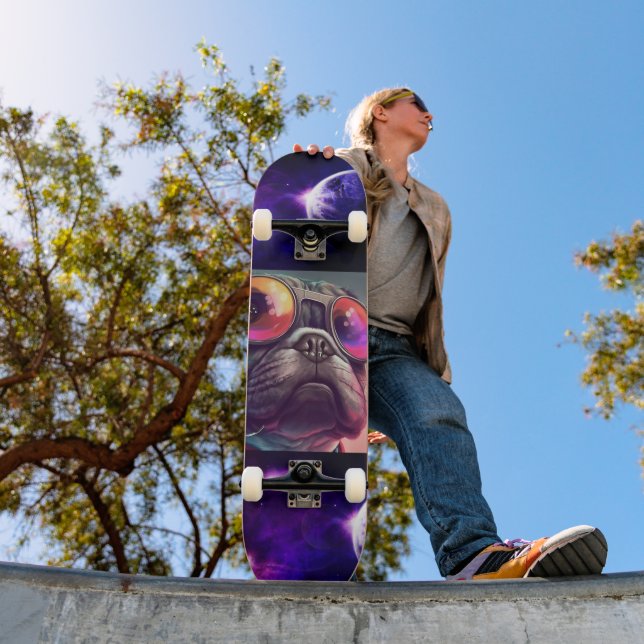 SPACE BULLDOG FUNNY Skateboard (Outdoor 1)