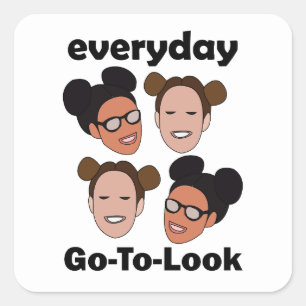 Space Buns Hairstyle Everyday Go-To-Look Fashion Square Sticker