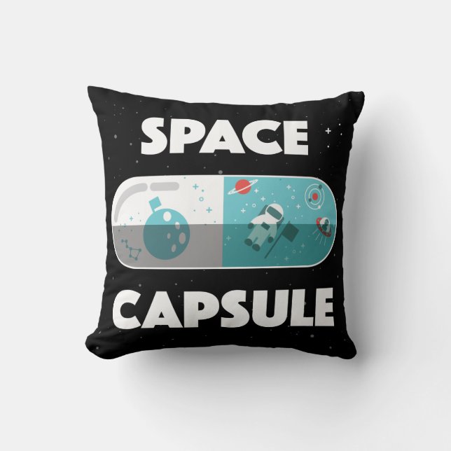 Space Capsule Throw Pillow (Front)