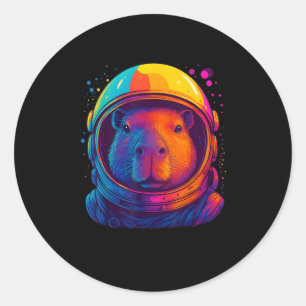Space Capybara Colourful Astronaut Space Capy Men  Classic Round Sticker