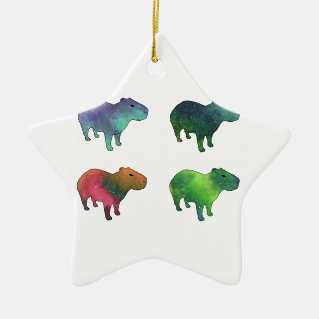 Space Capybaras Ceramic Ornament (Front)