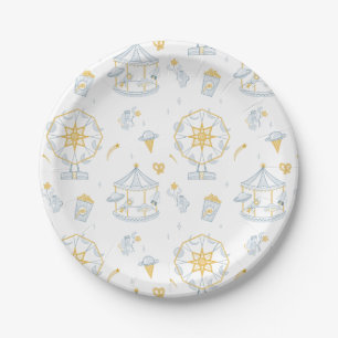 Space Carnival Over the Moon Baby Shower Paper Plate