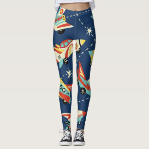Space Cars: Vintage Dark Blue. Leggings