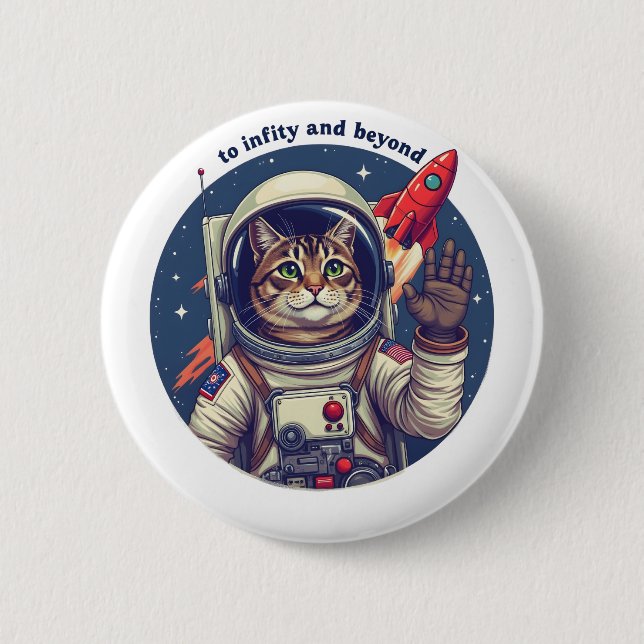 Space cat 2 inch round button (Front)