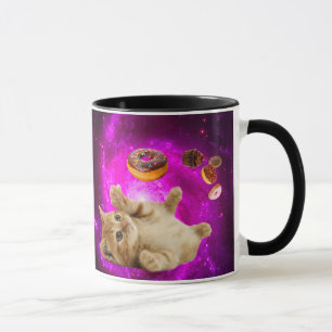 Space cat and the flying donuts mug