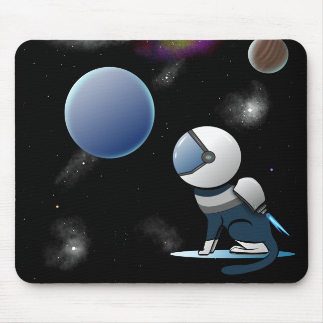 Space Cat Astronaut Flying    Mouse Pad (Front)