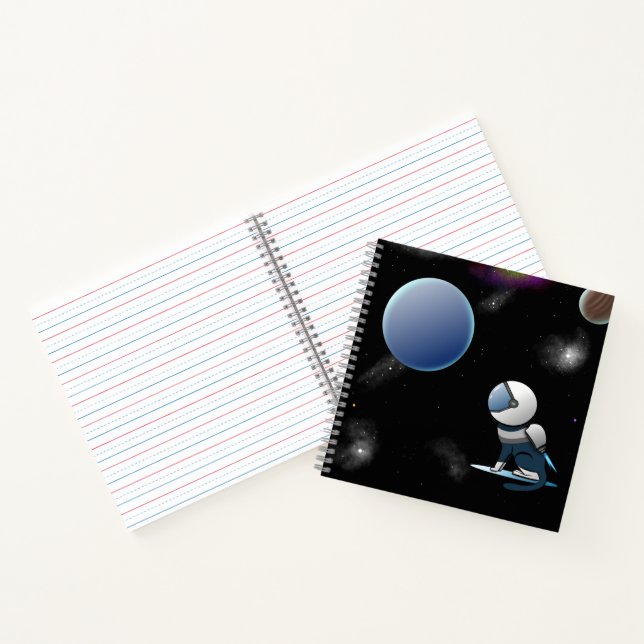 Space Cat Astronaut Flying    Notebook (Inside)