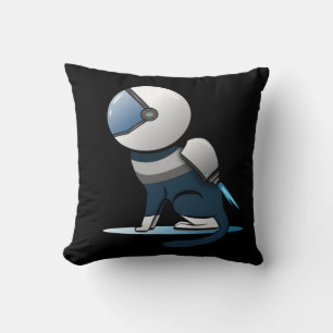 Space Cat Astronaut Flying  Throw Pillow