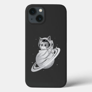 Space Cat Astronaut with Planet Saturn iPhone 13 Case