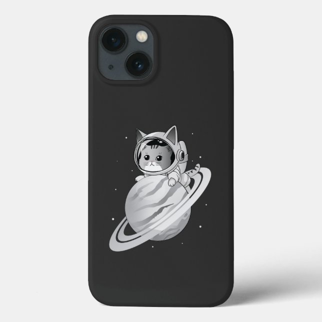 Space Cat Astronaut with Planet Saturn Case-Mate iPhone Case (Back)