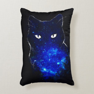 Space Cat Black Cat Gift, Cute Kitten Galaxy Gift Accent Pillow