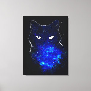 Space Cat Black Cat Gift, Cute Kitten Galaxy Gift Canvas Print