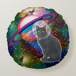 Space Cat Cosmo Round Pillow