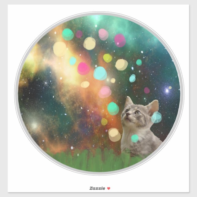 Space Cat dans le Sticker en Vinyle Jardin (Feuille)