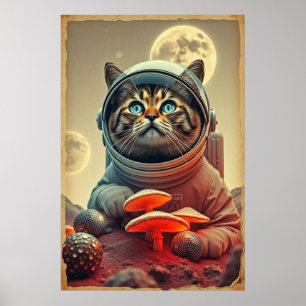 Space Cat Disco Trip Poster