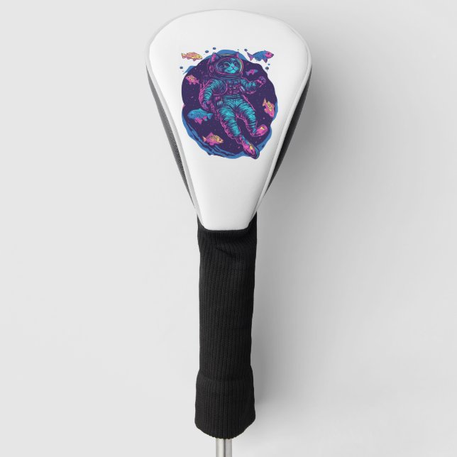 Space Cat Dreams � Funny Vaporwave Galaxy Kitty Golf Head Cover (Front)