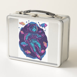 Space Cat Dreams � Funny Vaporwave Galaxy Kitty Metal Lunch Box