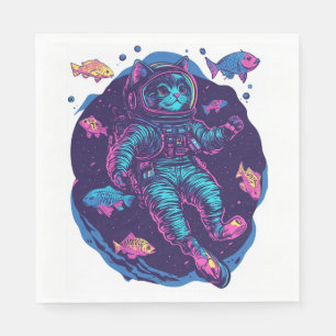 Space Cat Dreams � Funny Vaporwave Galaxy Kitty Napkin