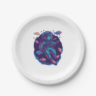 Space Cat Dreams � Funny Vaporwave Galaxy Kitty Paper Plate