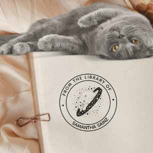 Space Cat From the Library Of Book Self-inking Stamp
