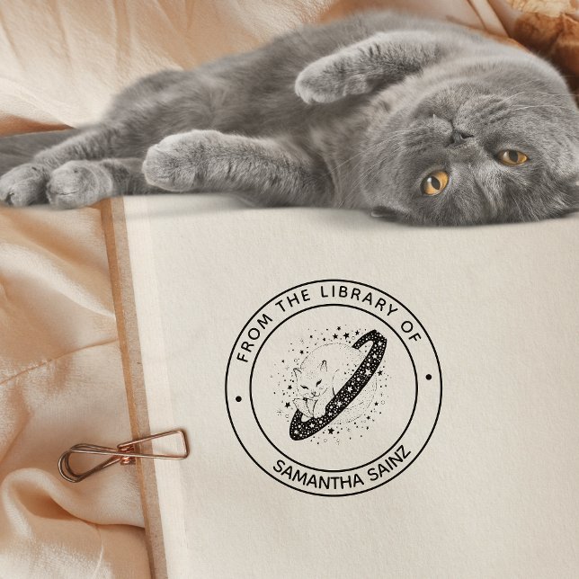 Space Cat From the Library Of Book Self-inking Stamp (Creator Uploaded)