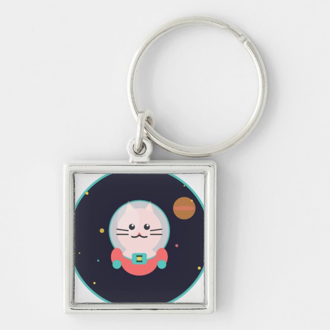 Space Cat Keychain (Front)