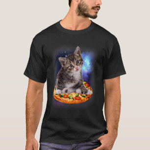 Space Cat Kitty Riding Pizza Galaxy Fast Food T-Shirt